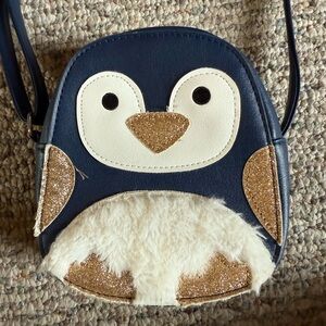 Kids Penguin Crossbody Bag - Navy and Gold